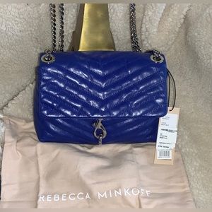 NWT Rebecca Minkoff
Cobalt Edie Blue Leather Cross Body Bag quilted chevron